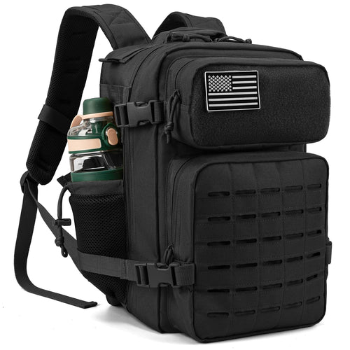 25L Tactical Hiking Backpack - MOLLE, Black