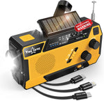 Hand Crank Emergency Radio 7400Mwh (2000Mah) Solar Hand Crank Radio Built in 3 Charging Cables AM/FM/NOAA Weather Radio Battery Operated Hand Crank Charger for Emergency Supplies Survival Gear