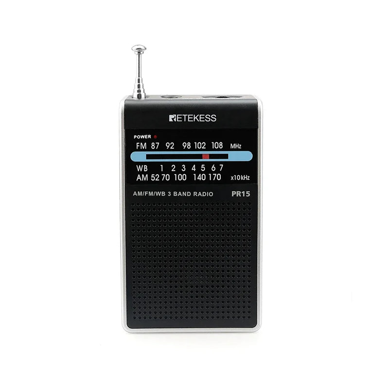 PR15 FM AM NOAA Emergency Pointer Tuning Radio Mini Handheld Radio Portable Pocket Radio Receiver with Weather Warning