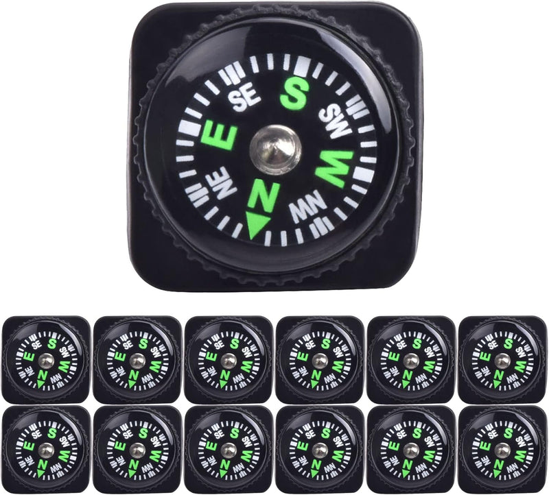 15Pcs Slip-On Wrist Compass Hard Shell Liquid Filled Mini Small Button Compass Paracord Bracelet for Outdoor Hiking Survival Wrist Watch Band 3/4" (20Mm) | PrepWiseGear