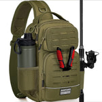 Fishing Backpack Tackle Sling Bag -Lightweight Sling Tackle Storage Bag- Fishing Backpack with Rod Holder Gifts for Men