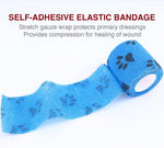 Self Adhesive Vet Wrap for Pets - Cohesive Bandage for Dog Cat Horse Wound Care, No Stick to Fur First Aid Bandage Stop Bleeding Prevent Licking, Flexible Paw Leg Tail Protector