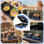 Camping Stove,2 Burner Propane Camping Stove with Windscreen,30,000 BTU Portable Propane Stove with Carry Bag,Outdoor Cooking Stove Set for Camping Gear,Rv Essentials,Camp Gifts for Man,Blue