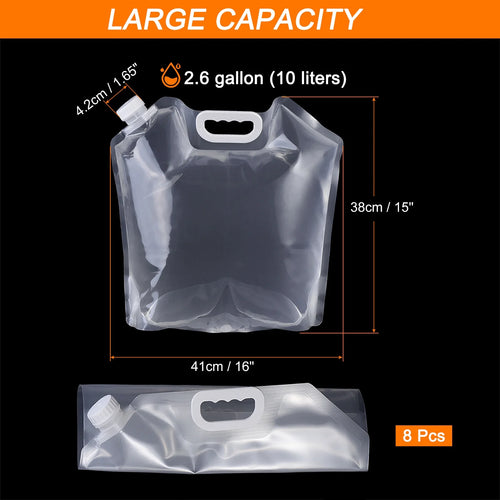 10L Collapsible Water Container Bag Folding Water Container Water Storage, 8 Pack