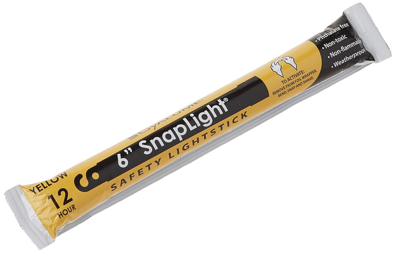 Yellow Emergency Glow Sticks - Premium 6” Snaplight Survival Glow Sticks with 8 Hour Duration for Use as Emergency Flares and Hiking Safety Gear (Bulk Pack of 20 Safety Glow Sticks) | PrepWiseGear