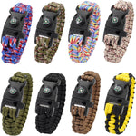 8 Pack Emergency Survival Bracelet with Whistle and Compass,Survival Kit,Wildness Emergency Survival Kit for Camping,Outdoor Travel, Hiking | PrepWiseGear