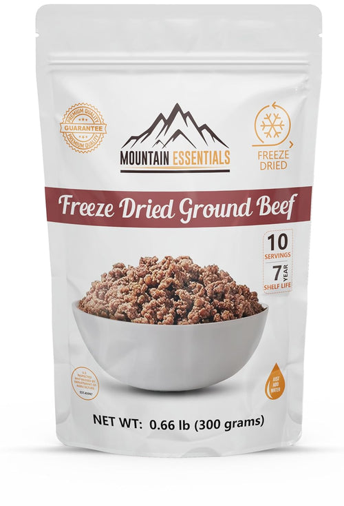Freeze-Dried Ground Beef – Pre-Cooked and Ready-To-Eat Hamburger Meat | Everyday Meal Prep, Emergency Food Supply, Camping and Survival Food | 10 Servings per Pouch | Made in USA | 7-Year Shelf Life | Pack of 1 | PrepWiseGear