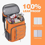 32 L. Leakproof Soft Backpack Cooler Bag for Camping Hiking, Orange | PrepWiseGear