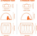 2/4 Person Camping Tent Lightweight Backpacking Tent Waterproof Windproof Two Doors Easy Setup Double Layer Outdoor Tents for Family Camping Hunting Hiking Mountaineering Travel | PrepWiseGear