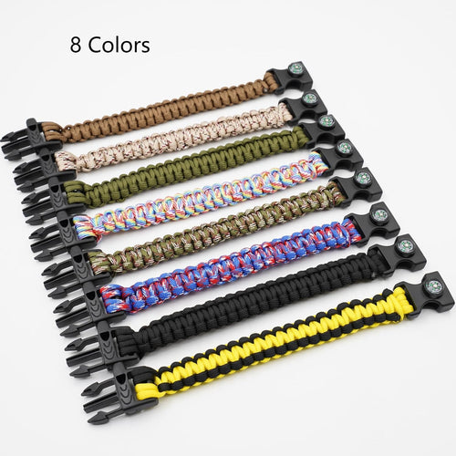 8 Pack Emergency Survival Bracelet with Whistle and Compass,Survival Kit,Wildness Emergency Survival Kit for Camping,Outdoor Travel, Hiking | PrepWiseGear