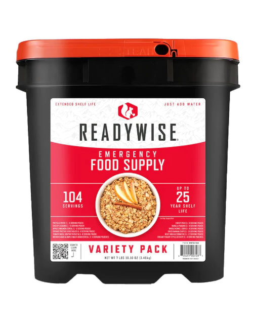 Emergency Food Supply - 104 Servings Variety Pack Bucket, Protein Meals, Dehydrated & Freeze Dried Food for Backpacking, Camping Essentials & Prepping Supplies, up to 25 Year Shelf Life | PrepWiseGear
