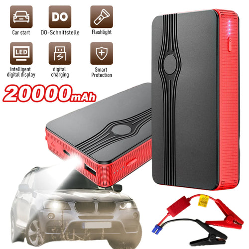 Emergency Power Starter, 20000 Mah Car Jump Starter Battery Power Bank, Vehicle Emergency Starting Booster for Car Boat Truck, Red