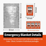 Emergency Thermal Blankets,4 Pack,Space Mylar Blanket Survival Kit | PrepWiseGear