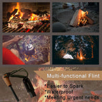 Fire Starter for Campfires, Flint and Steel Fire Starter Kit, Ferro Rod Survival Kit, Fast Fire Stick with Survival Whistle, Regular Size | PrepWiseGear