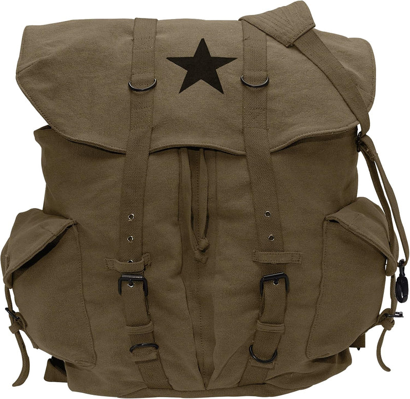 Canvas Backpack - Vintage Rucksack with Star Detail by | PrepWiseGear