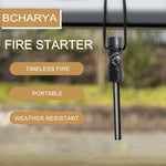 Fire Starter Survival Tool, Ferro Rod Kit with with Compass, Paracord and Whistle, Flint and Steel Survival Igniter with Tinder Rope and Tab for Camping, Hiking and Emergency | PrepWiseGear