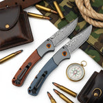 Damascus Steel Folding Knife ? Handmade EDC Pocket Knife with Wooden/G10 Handle for Camping & Outdoor | PrepWiseGear