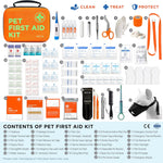 Cat & Dog First Aid Kit - High Visibility Reflective Zipper with Fluorescent Letter Print - 100 Pcs with Dog Thermometer, Tick Remover Kit & Pet First Aid Kit Manual Book