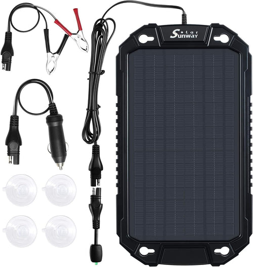 Car Battery Trickle Charger & Maintainer 12Volt 8W Solar Panel Power Charger Kit Portable Waterproof for Automotive RV Marine Boat Truck Motorcycle Trailer Tractor Powersports Snowmobile | PrepWiseGear