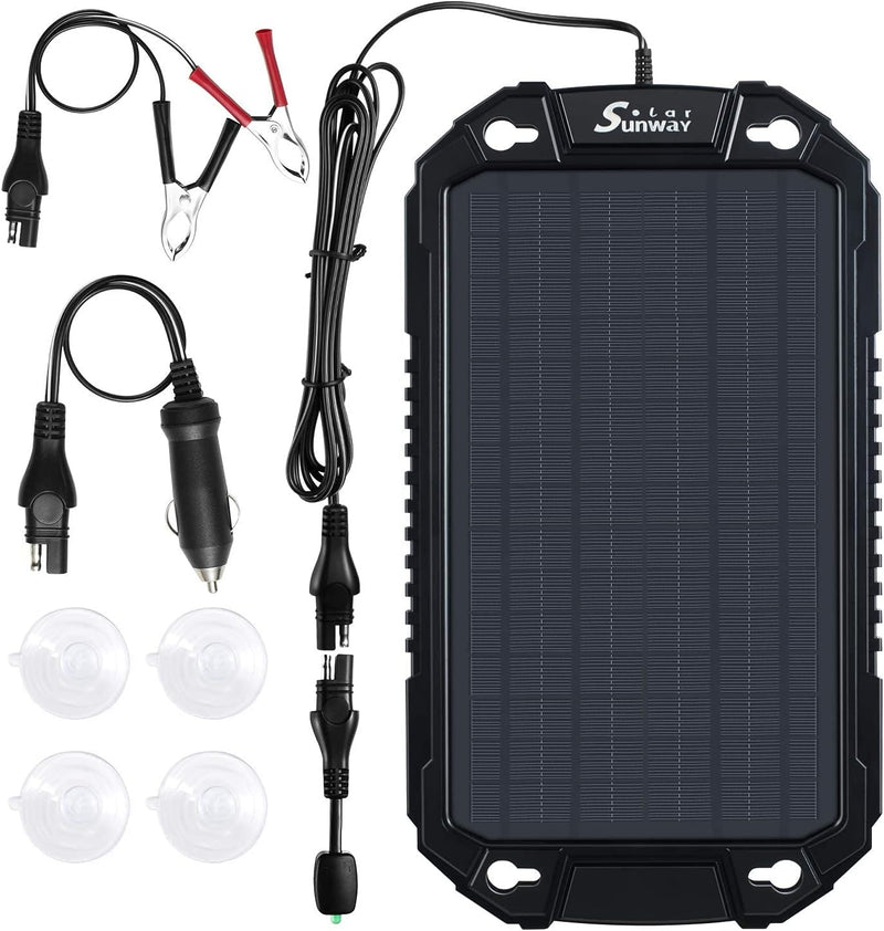 Car Battery Trickle Charger & Maintainer 12Volt 8W Solar Panel Power Charger Kit Portable Waterproof for Automotive RV Marine Boat Truck Motorcycle Trailer Tractor Powersports Snowmobile | PrepWiseGear