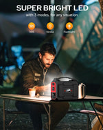 Portable Power Station Bank 146Wh 200W Peak(100W Rated), Solar Powered Power Bank with AC Outlet 110V for Camping, Solar Charger Power Bank Battery Pack 39600Mah for Home Outdoor Emergency | PrepWiseGear