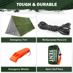 Emergency Survival Tent Life Shelter - 2 Person Mylar Emergency Shelter Tube Tent with Emergency Whistle & Paracord, All-Weather Essential Survival Gear for Camping, Hiking & Survival Kits | PrepWiseGear