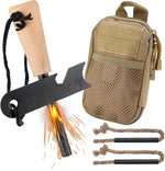 Fire Starter Survival Tool, Fire Starter Kit Includes Magnesium Rod, Steel Striker, 2 Pcs Wick Hemp Rope and Multifunctional Outdoor Bag, Fire Starters for Campfires Hiking Survival Training Gift | PrepWiseGear