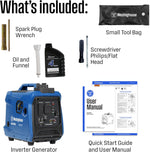 Westinghouse 2550 Peak Watt Super Quiet & Lightweight Portable Inverter Generator, RV Ready 30A Outlet, Gas Powered, CO Sensor, Parallel Capable, Long Run Time,Blue