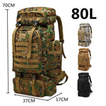 Men'S 80L Large Hiking Mountaineering Backpack Climbing Hiking Backpack Camping Backpack Sport Outdoor Rucksack Bag