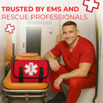 Fully Stocked EMT Trauma Bag – Tactical First Responder Medical Kit with Tourniquet, Vented Chest Seals, Hemostatic Gauze, Shears, Bandages & Bleeding Control Supplies – Red | PrepWiseGear