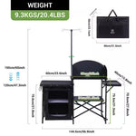 Camping Kitchen Station Camping Table Grill Folding Table Upgrade Light Stand
