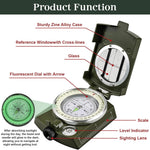 Compasses，Hiking Compass for Survival with ，Waterproof Durable and Pocket-Sizedtactical Survival Compass with Lanyard，Climbing Biking Exploring Geology, Outdoor Activities | PrepWiseGear