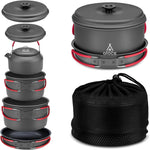 Camping Cookware Set Camping Gear, Compact Camping Pots and Pans Set, Durable Hard Alumina Camping Cooking Set for Outdoor Backpacking Camping Hiking Picnic, Included Mesh Carry Bag