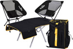 Camping Backpack - Aviation Aluminum Table Frame + 2 Folding Camping Chairs,+ Convertible Backpack Tabletop, Quick Setup&Portable,Camping Gear,Gifts for Camping, Picnic, Beach (Black)