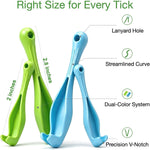 Tick Removal Tool & Twister Kit for Dogs, Cats & Humans, 4-Pack Portable Tick Remover Spoon & Puller Set with ID Card - First Aid Pet Tick Hook Picker for Camping, Hiking & Outdoors