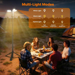 Camping Lights with Remote, 18000Mah Rechargeable Camping Lantern & LED Work Light, Detachable Tripod Stand up to 6.7 Ft, 3 Lamp Heads for Camping Essentials & Emergency, Black