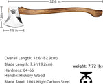 32.6 Inch Professional Wood Splitting Axe, Wood Chopping Axe with Hickory Wood Handle and Leather Sheath, Felling Ax, Sporting Axes, Racing Axes for Timbersports - Head 6 Lbs