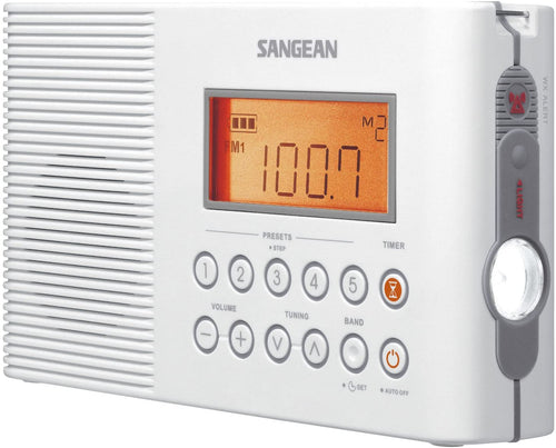 H201 Shower Radio AM/FM Waterproof, Weather Alert Radio, White