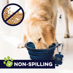 | Collapsible Silicone Dog Bowl | Travel Food and Water Station for Large Dogs | Lightweight, Sturdy, Leak Proof, Food Safe | Extra Large, Blue