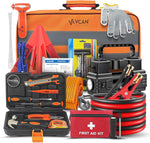 Car Emergency Kit with Portable Air Compressor, First Aid Kit, Jumper Cables, Roadside Safety Emergency Tool Kit for Women, Men, Teen