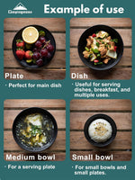 CAMPINGMOON Camping Tableware Set Stainless Steel Camping Plates Bowl Stackable Outdoor Dinnerware Canvas Carry Case Camping Hiking Picnic