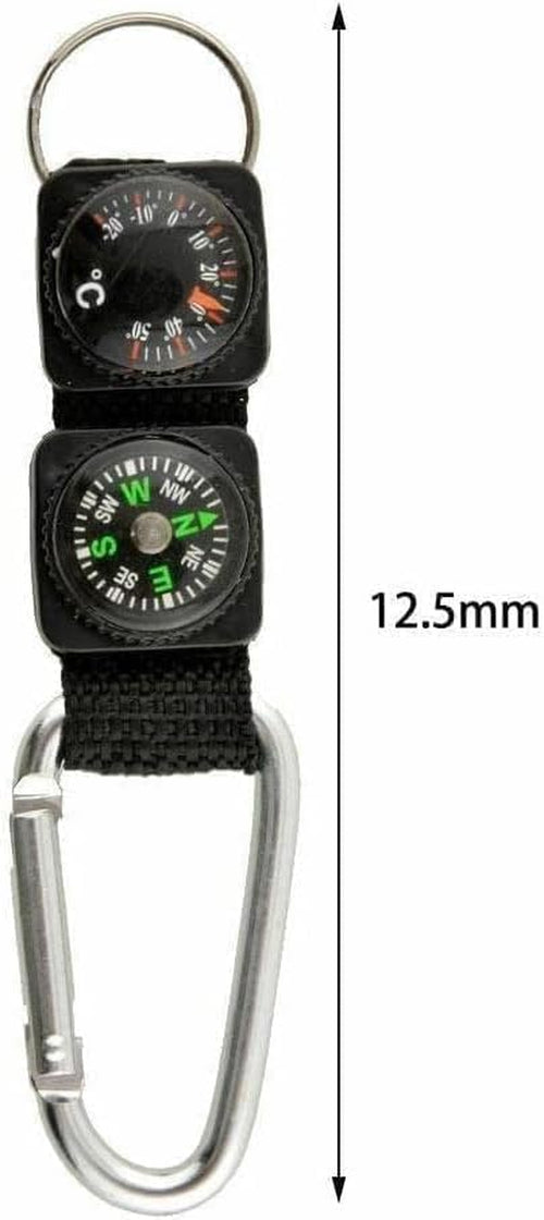 Black Carabiner Key Chain Compass Thermometer Metal Camping Outdoor Gadgets Hiking Survival to Multifunctional Mountaineering Sports Outdoor Recreation Accessories | PrepWiseGear