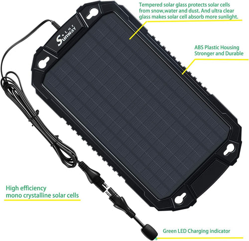 Car Battery Trickle Charger & Maintainer 12Volt 8W Solar Panel Power Charger Kit Portable Waterproof for Automotive RV Marine Boat Truck Motorcycle Trailer Tractor Powersports Snowmobile | PrepWiseGear