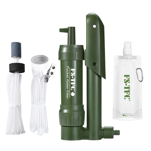 Pocket Water Filter Survival 0.01 Micron Water Purifier Emergency Survival Gear for Drinking Backpacking Hiking Camping Outdoor Filtration | PrepWiseGear