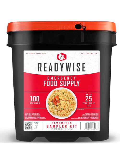Emergency Food Supply - 100 Servings Favorites Bucket, Protein Meals, Dehydrated & Freeze Dried Survival Food, Backpacking, Camping Essentials & Prepping Supplies, up to 25 Year Shelf Life | PrepWiseGear