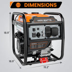 4400W Inverter Generator Gas Powered, Portable Gas Generator for Home and Outdoor Use, Leightweight and ECO Mode | PrepWiseGear