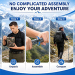 H2 Survive Tactical Walking Stick Multi Tool – 7-In-1 Survival Hiking Staff, Adjustable Trekking Poles for Men, Outdoor Self Defense Stick for Camping, Hiking & Emergency (Fits 4‘9“ to 6’4”) | PrepWiseGear