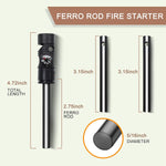 Fire Starter Survival Tool, Ferro Rod Kit with with Compass, Paracord and Whistle, Flint and Steel Survival Igniter with Tinder Rope and Tab for Camping, Hiking and Emergency | PrepWiseGear