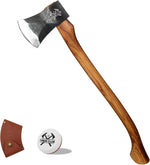 28.2 Inch Professional Wood Splitting Axe, Wood Chopping Axe with Hickory Wood Handle and Leather Sheath, Tree Felling Ax, Sporting, Racing Ax for Timbersports - Head 4Lbs