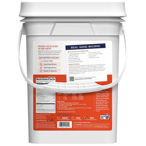 Black Bean Burger Mix 4-Gallon Pail, Certified Gluten Free, Emergency Food Supply, Everyday Meals, 215 Servings | PrepWiseGear